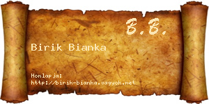 Birik Bianka névjegykártya